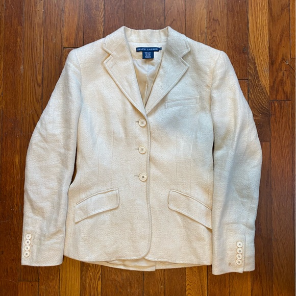 Ralph Lauren Jackets & Blazers - Vintage Ralph Lauren Blue Label Classic Tweed Linen Jacket Size 6